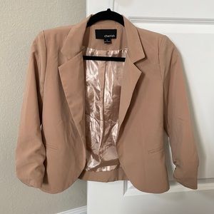Cherish camel tan blazer ruched sleeves
